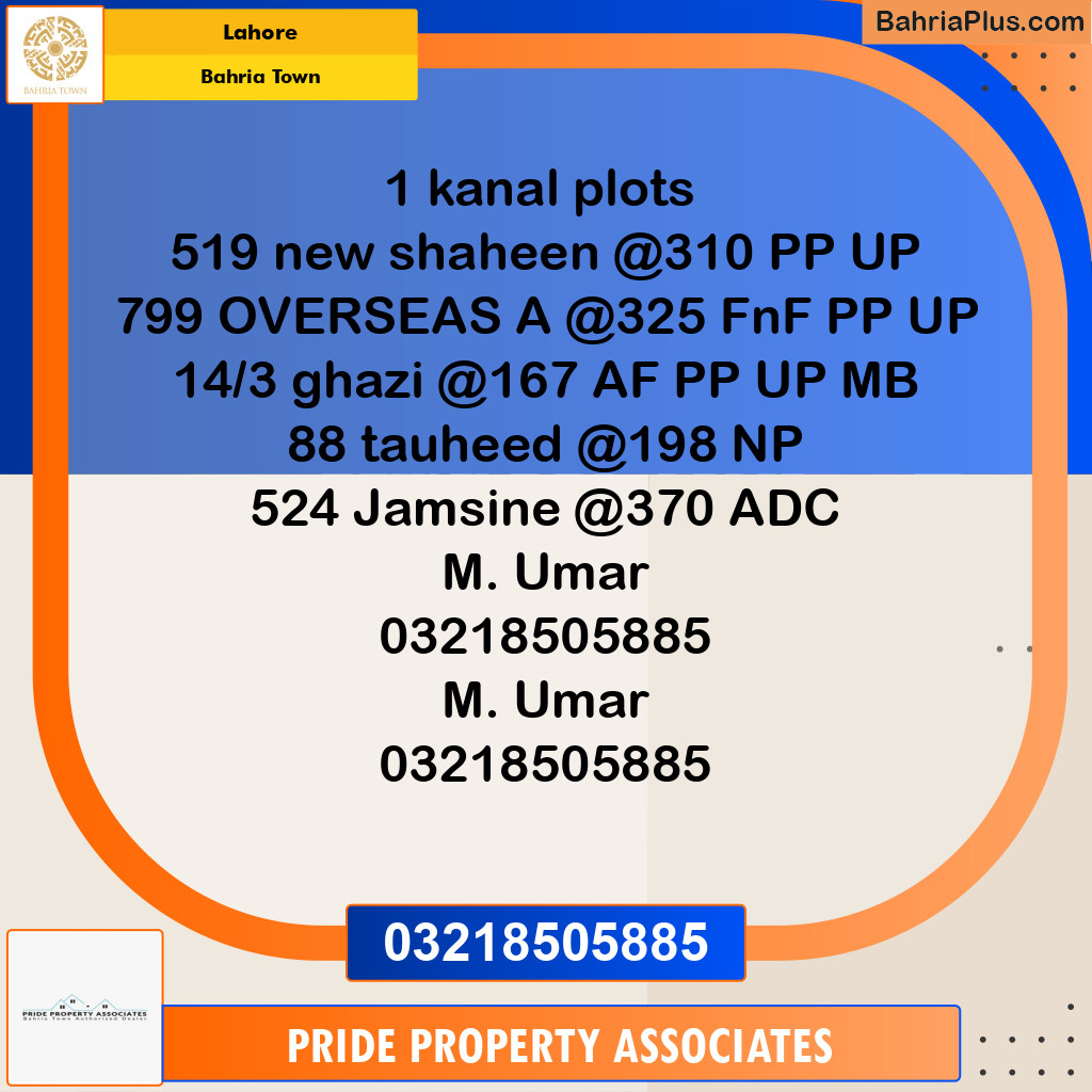 Residential Plot for Sale in Bahria Town, Lahore - (BP-194650)