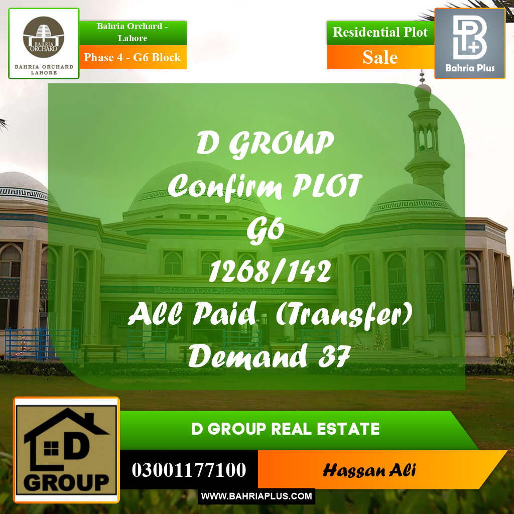 Residential Plot for Sale in Phase 4 - G6 Block -  Bahria Orchard, Lahore - (BP-194653)