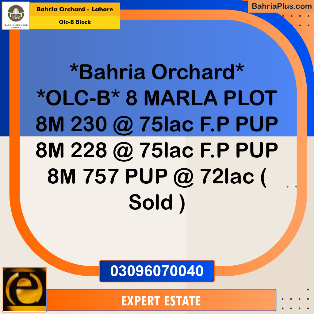 Residential Plot for Sale in OLC-B Block - Bahria Orchard, Lahore - (BP-194660)
