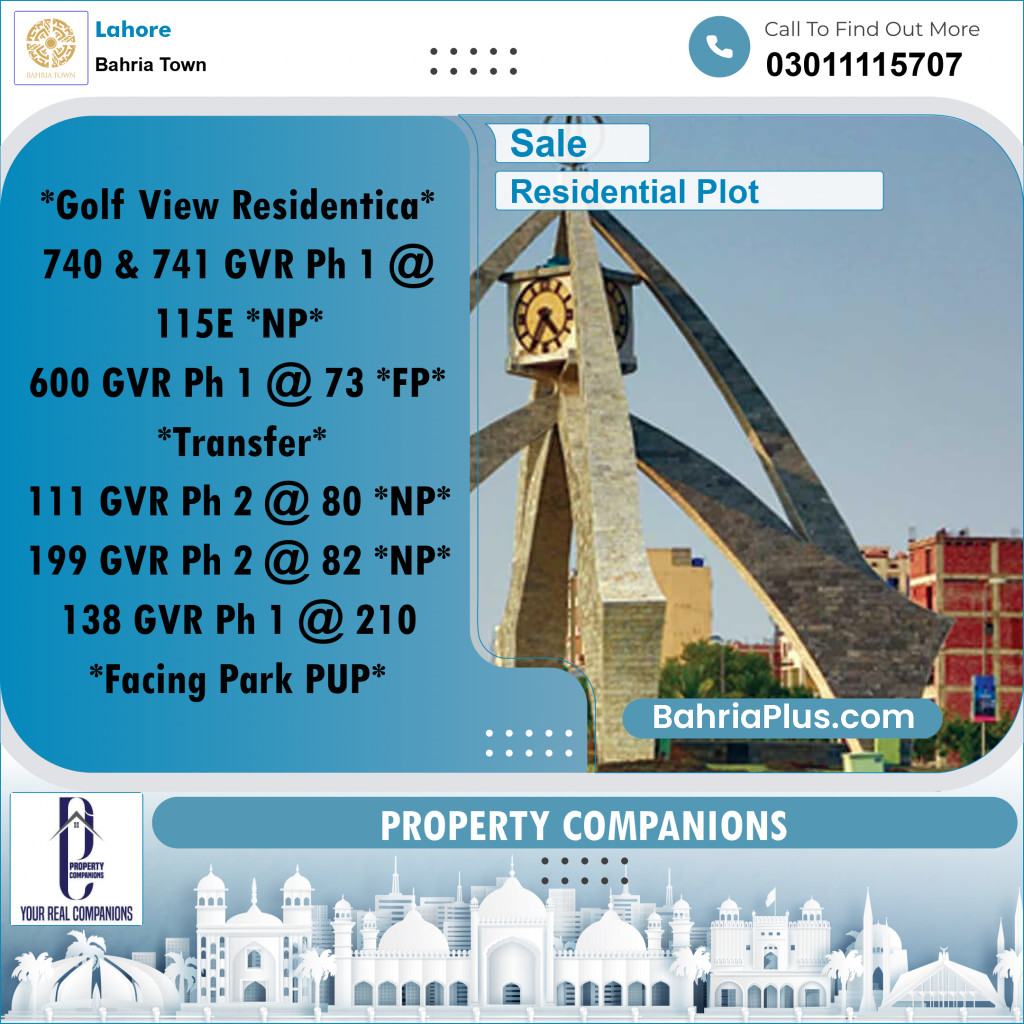 Residential Plot for Sale in Bahria Town, Lahore - (BP-194670)