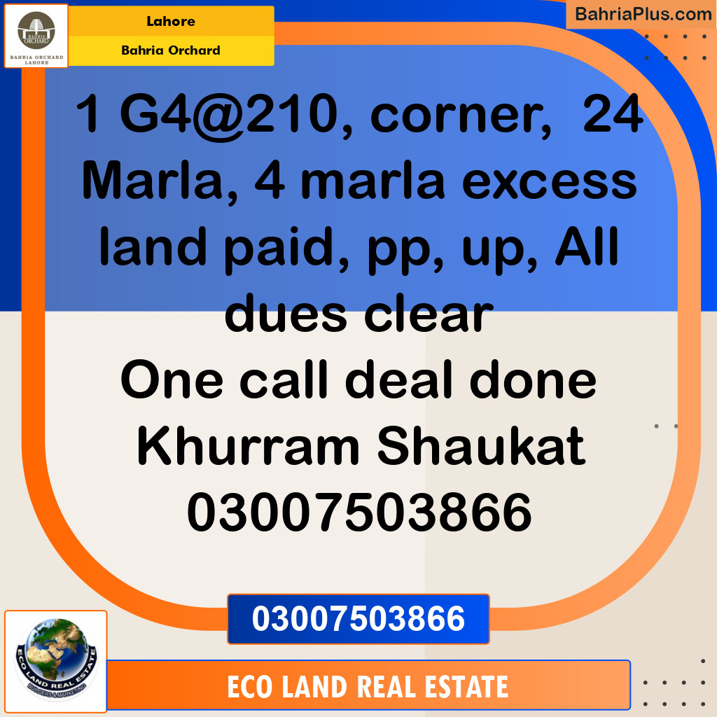 Residential Plot for Sale in Bahria Orchard, Lahore - (BP-194676)