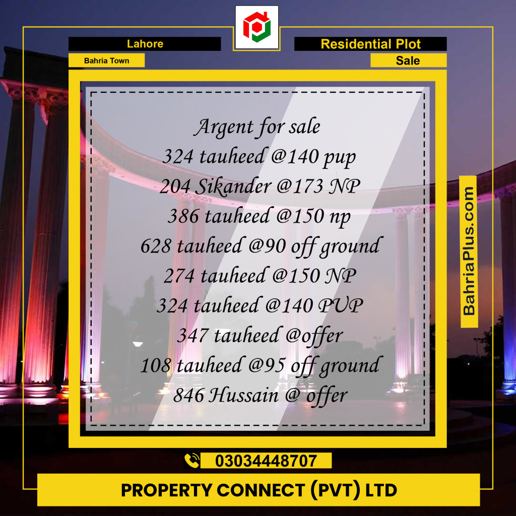 Residential Plot for Sale in Bahria Town, Lahore - (BP-194702)