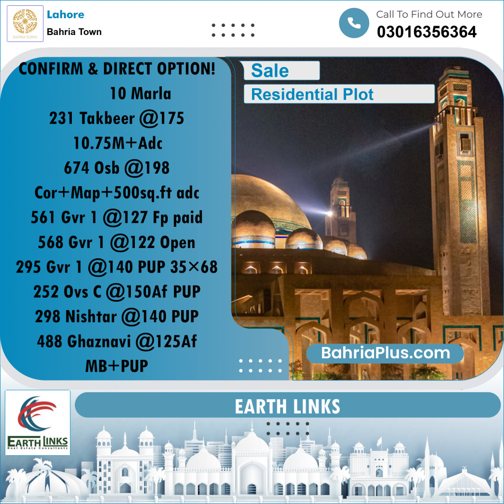 Residential Plot for Sale in Bahria Town, Lahore - (BP-194721)