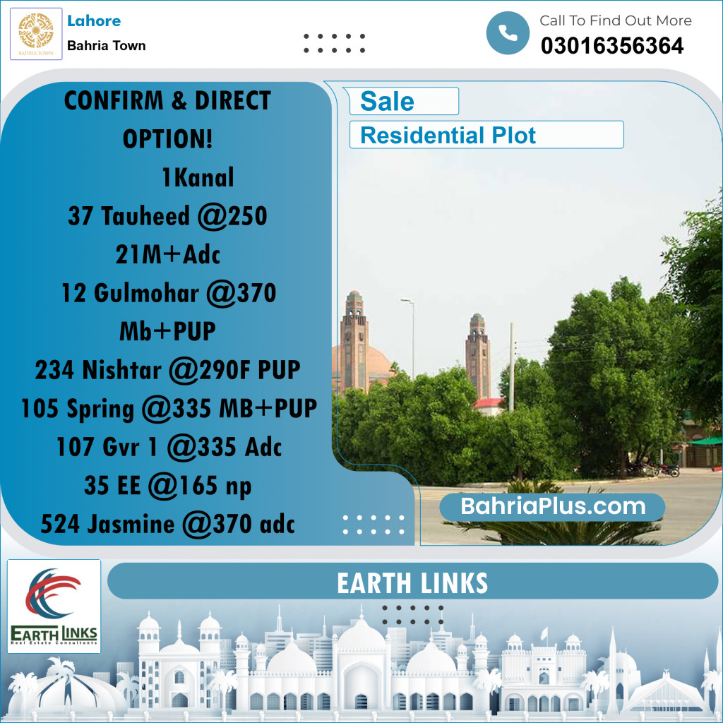 Residential Plot for Sale in Bahria Town, Lahore - (BP-194722)