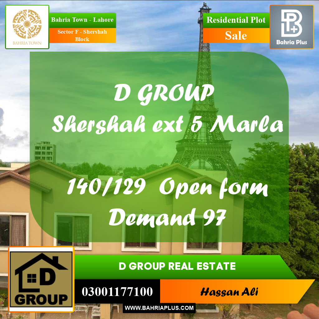 Residential Plot for Sale in Sector F - Shershah Block -  Bahria Town, Lahore - (BP-194735)