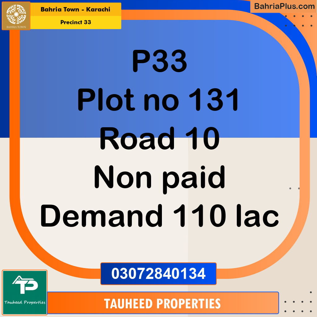 Residential Plot for Sale in Precinct 33 - Bahria Town, Karachi - (BP-194744)