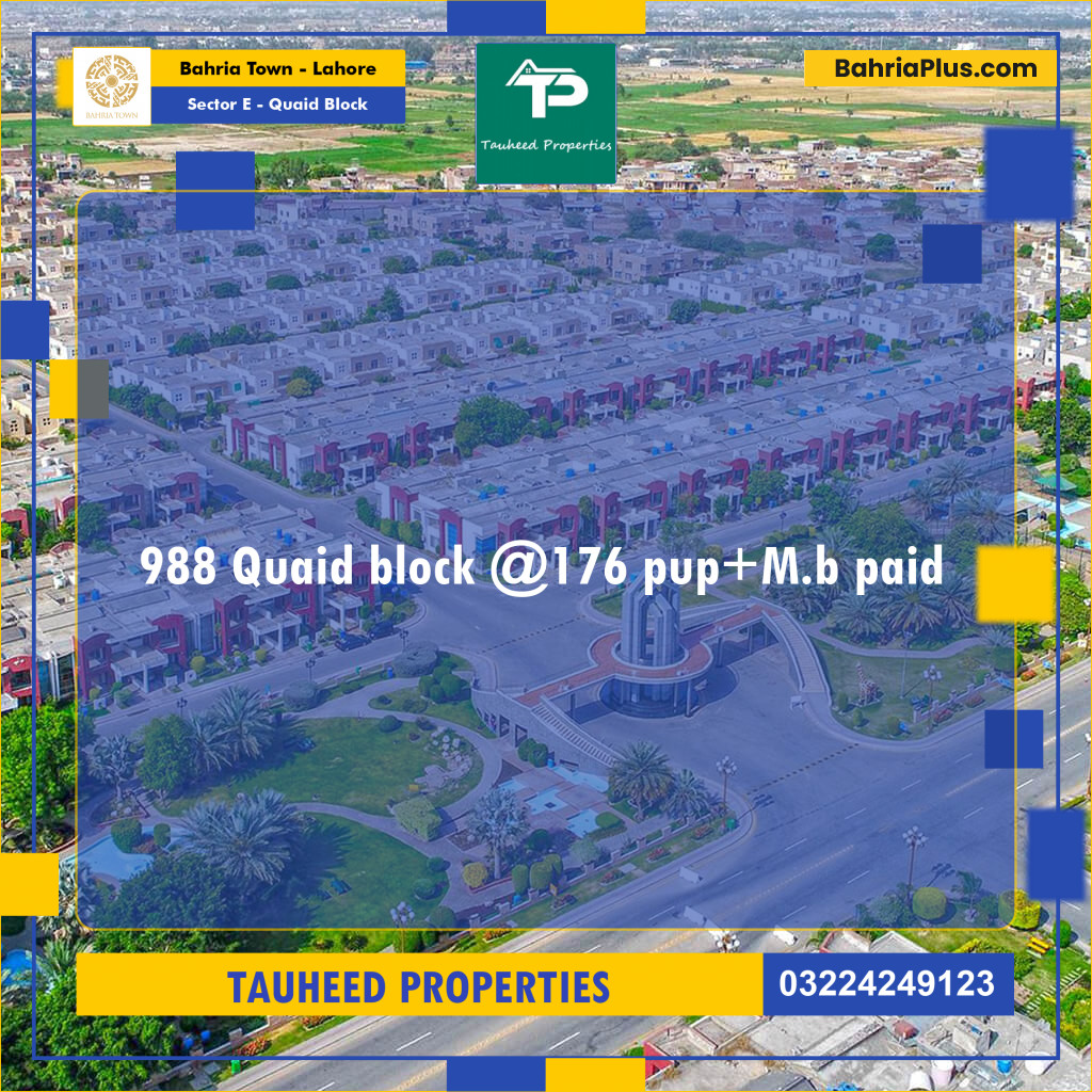 Residential Plot for Sale in Sector E - Quaid Block -  Bahria Town, Lahore - (BP-194745)