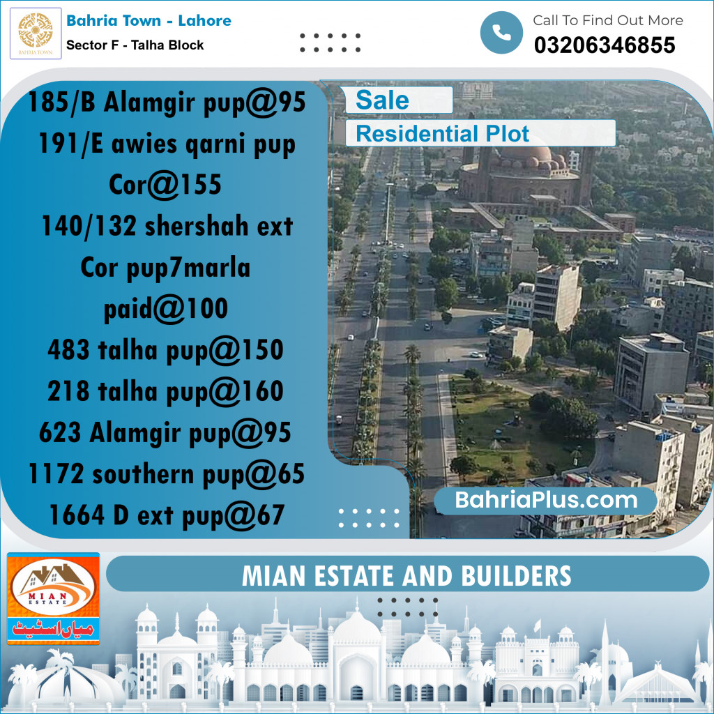 Residential Plot for Sale in Sector F - Talha Block -  Bahria Town, Lahore - (BP-194747)