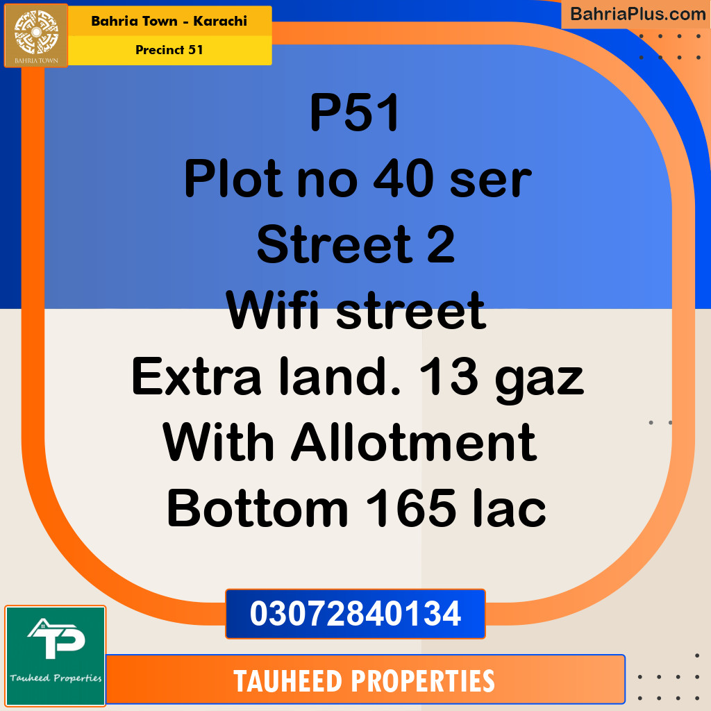 500 Sq. Yards Residential Plot for Sale in Precinct 51 - Bahria Town, Karachi - (BP-194748)
