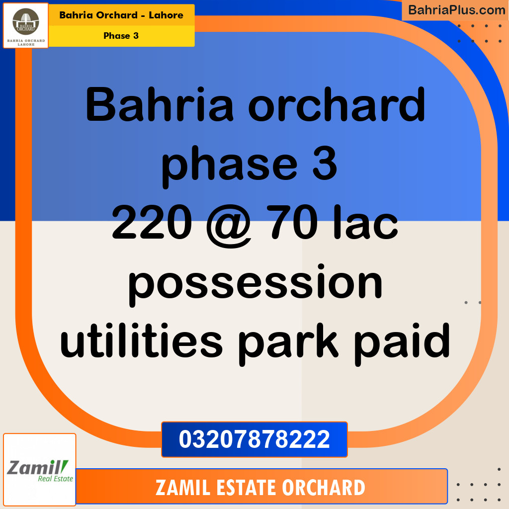 Residential Plot for Sale in Phase 3 -  Bahria Orchard, Lahore - (BP-194771)