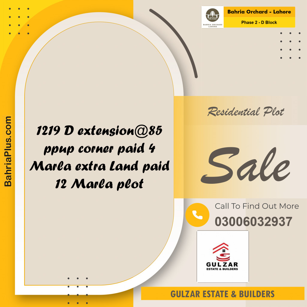 Residential Plot for Sale in Phase 2 - D Block -  Bahria Orchard, Lahore - (BP-194779)