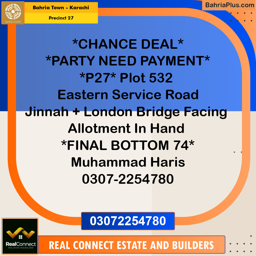 Residential Plot for Sale in Precinct 27 - Bahria Town, Karachi - (BP-194818)
