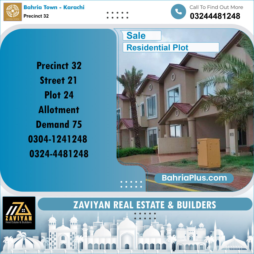 250 Sq. Yards Residential Plot for Sale in Precinct 32 -  Bahria Town, Karachi - (BP-194857)