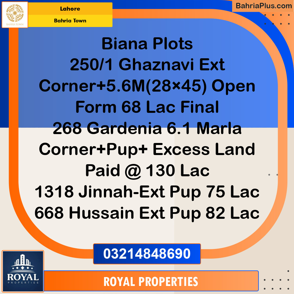 Residential Plot for Sale in Bahria Town, Lahore - (BP-194869)