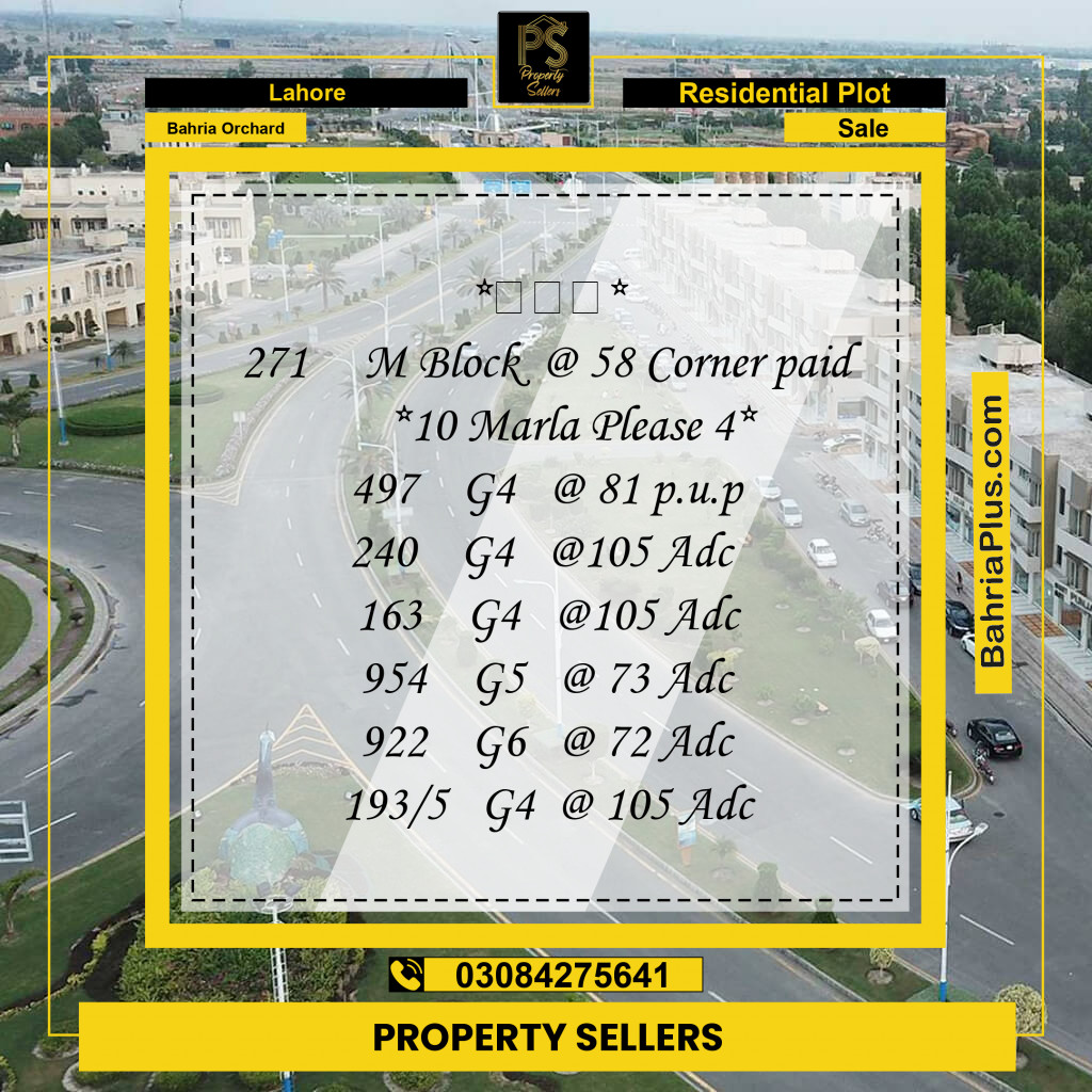 Residential Plot for Sale in Bahria Orchard, Lahore - (BP-194876)