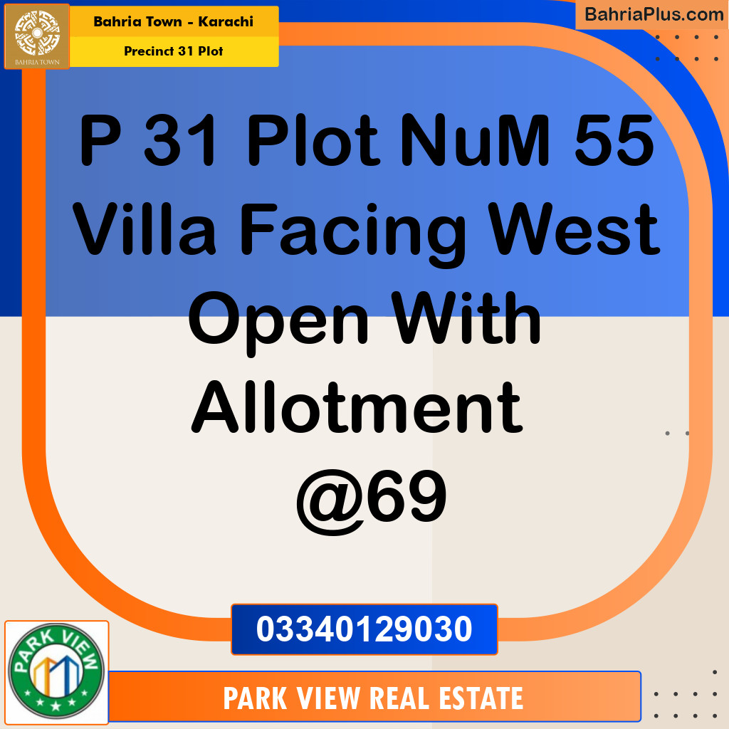 Residential Plot for Sale in Precinct 31 Plot - Bahria Town, Karachi - (BP-194877)