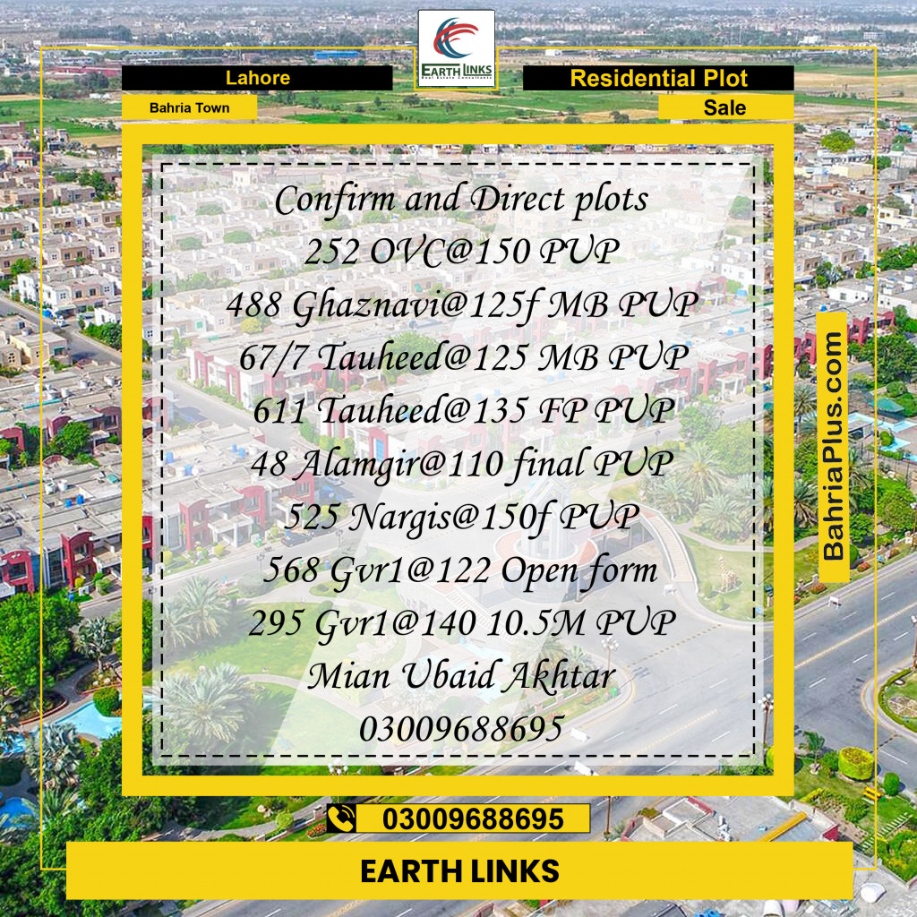 Residential Plot for Sale in Bahria Town, Lahore - (BP-194883)