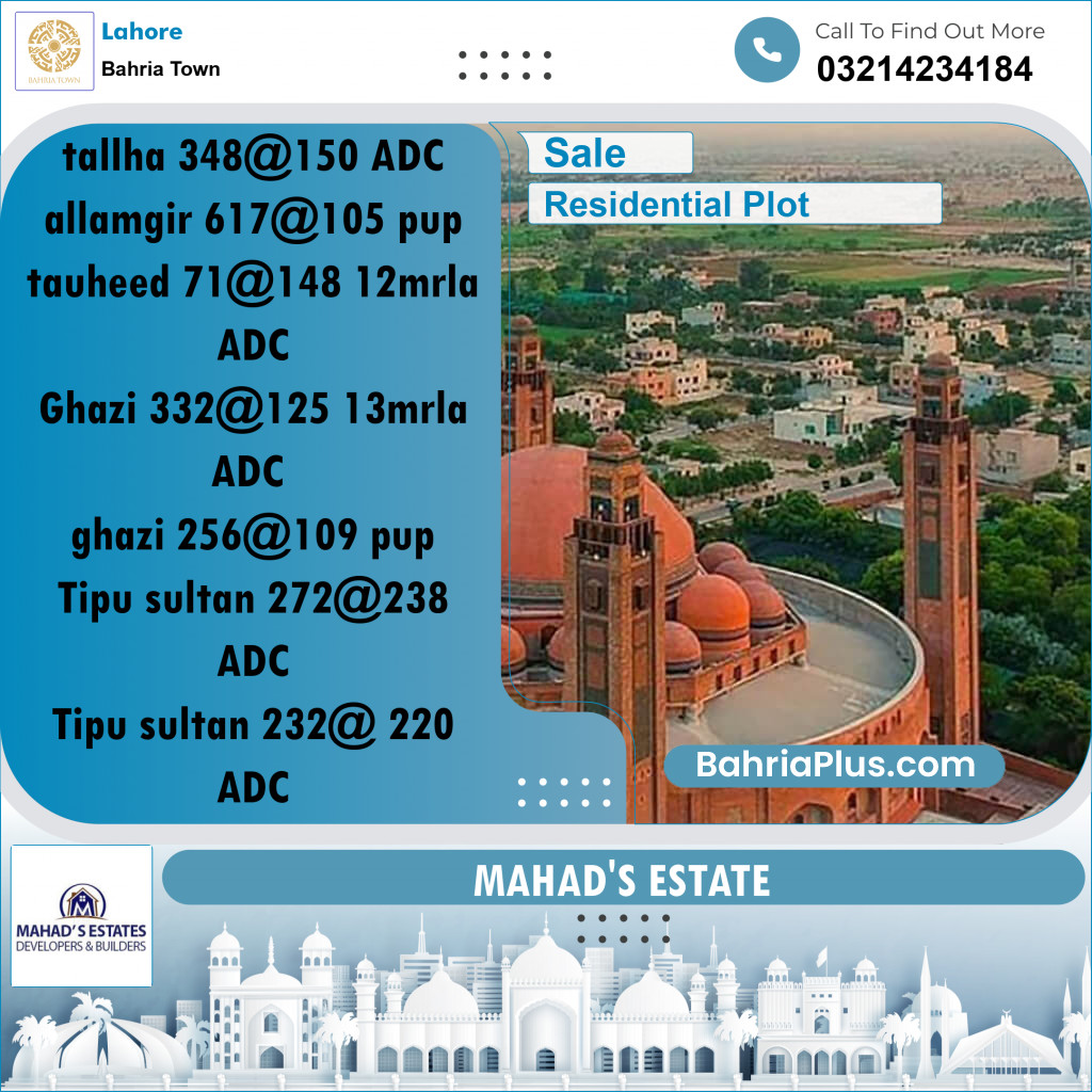Residential Plot for Sale in Bahria Town, Lahore - (BP-194894)