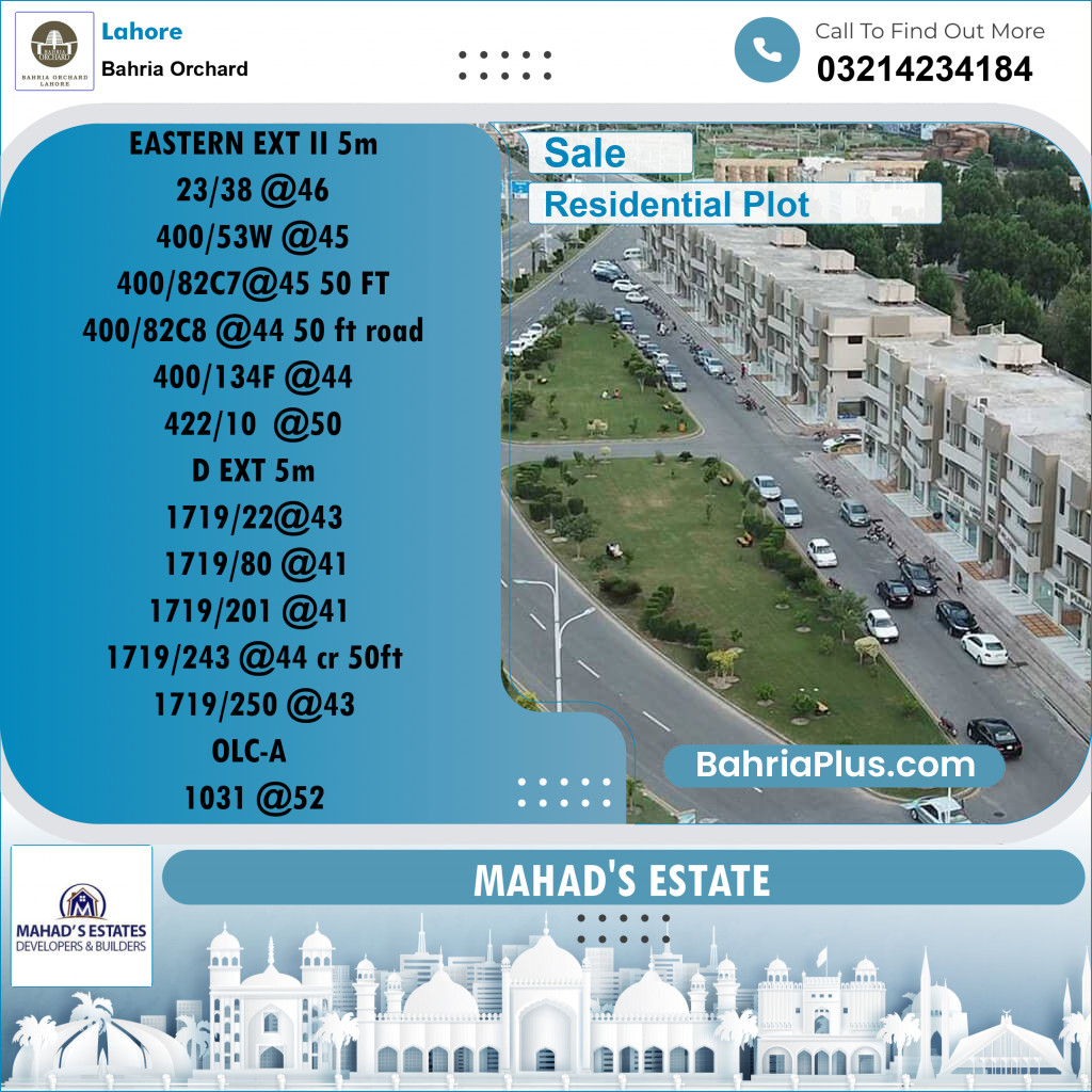 Residential Plot for Sale in Bahria Orchard, Lahore - (BP-194899)
