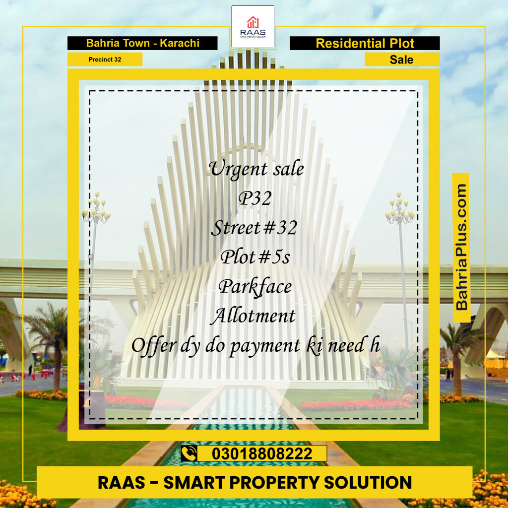 250 Sq. Yards Residential Plot for Sale in Precinct 32 -  Bahria Town, Karachi - (BP-194905)