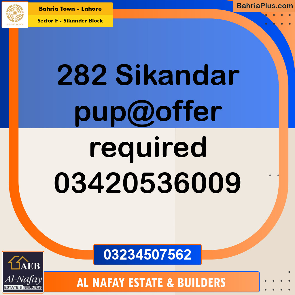 Residential Plot for Sale in Sector F - Sikander Block - Bahria Town, Lahore - (BP-194908)