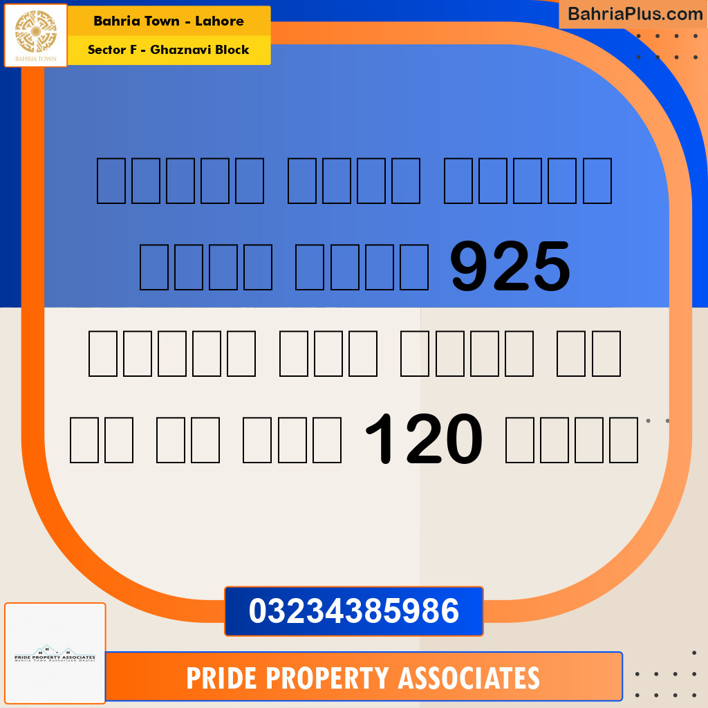 Residential Plot for Sale in Sector F - Ghaznavi Block -  Bahria Town, Lahore - (BP-194915)