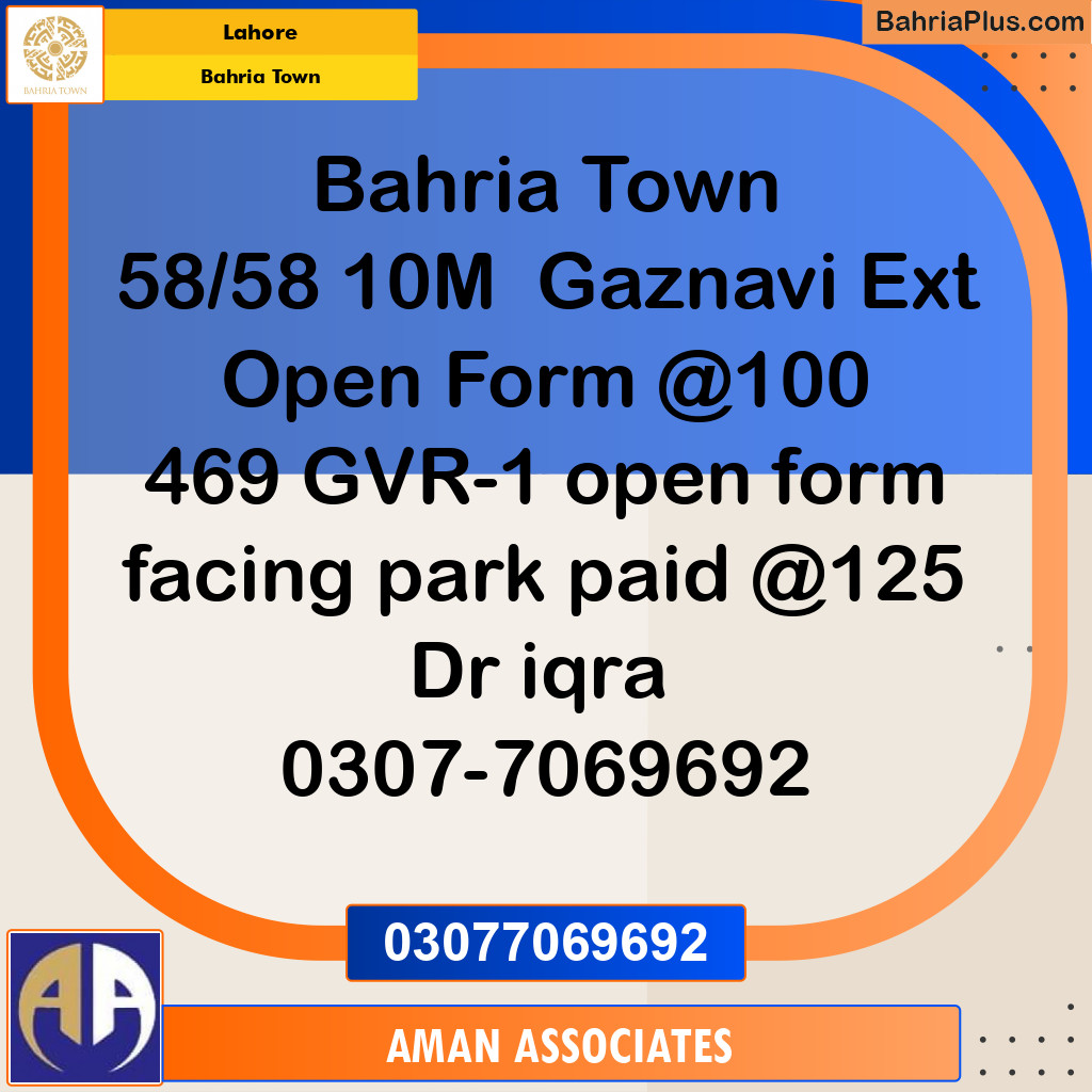 Residential Plot for Sale in Bahria Town, Lahore - (BP-194929)