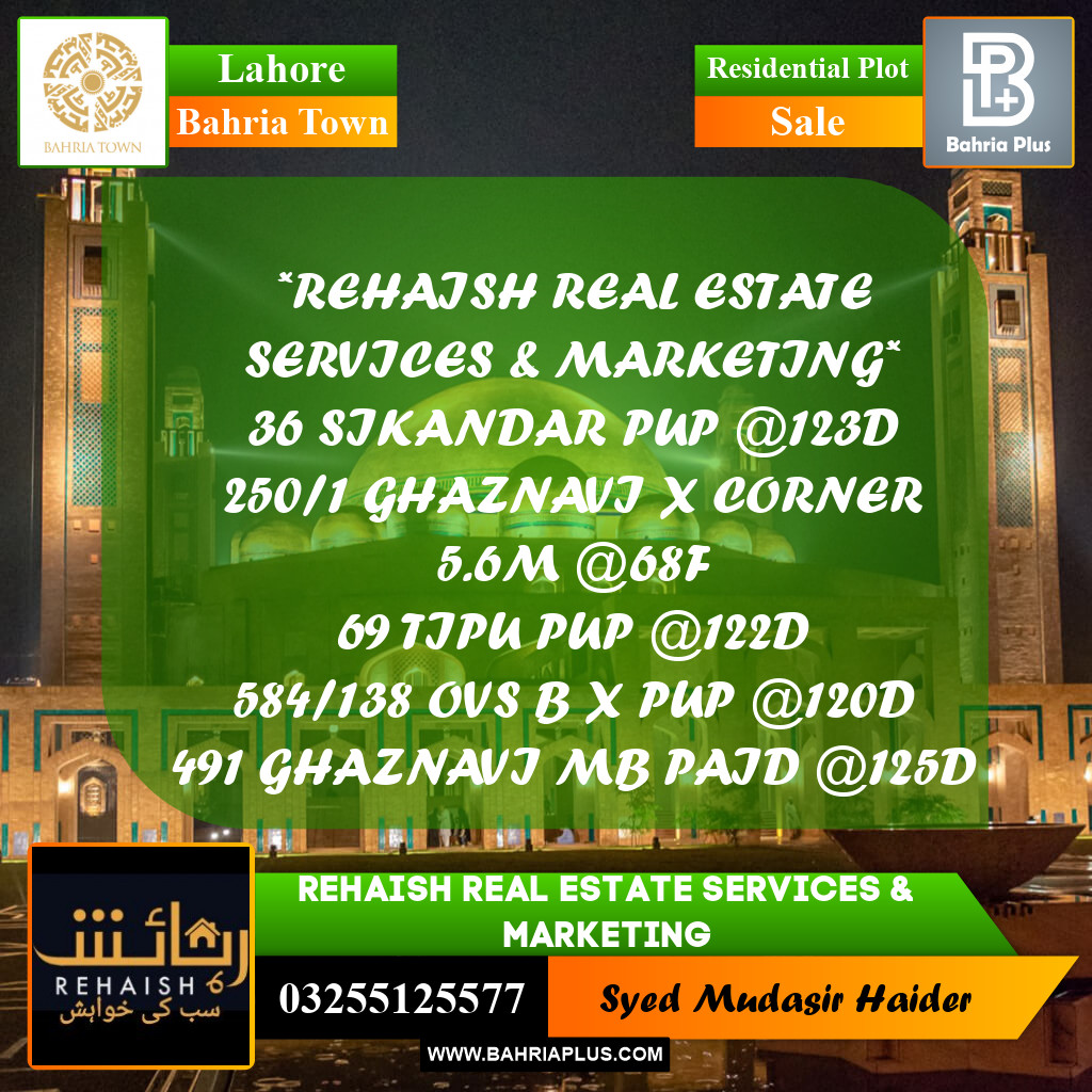 Residential Plot for Sale in Bahria Town, Lahore - (BP-194968)