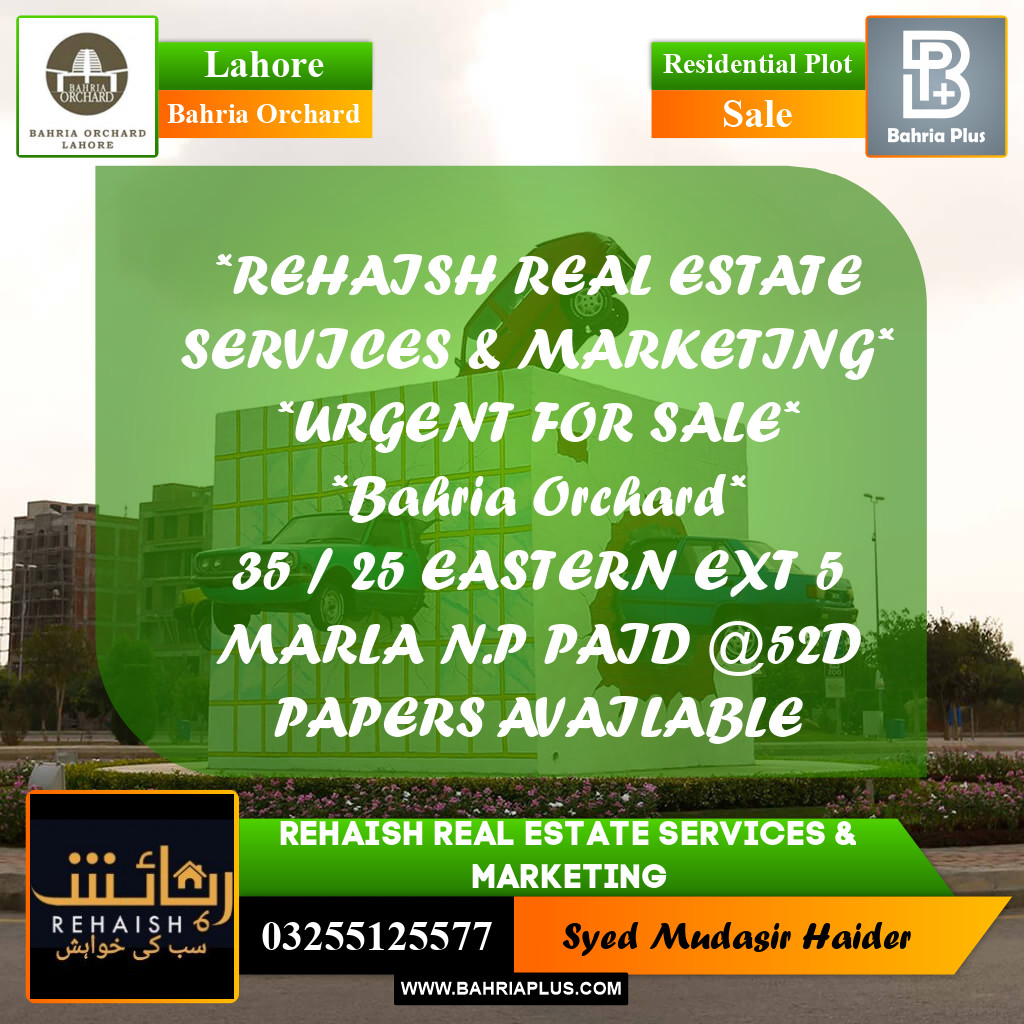 Residential Plot for Sale in Bahria Orchard, Lahore - (BP-194969)