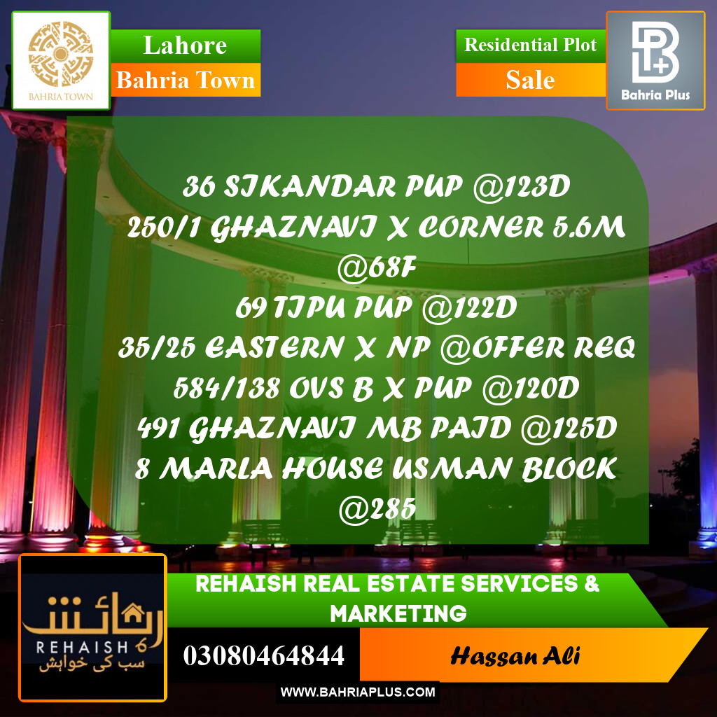 Residential Plot for Sale in Bahria Town, Lahore - (BP-194996)