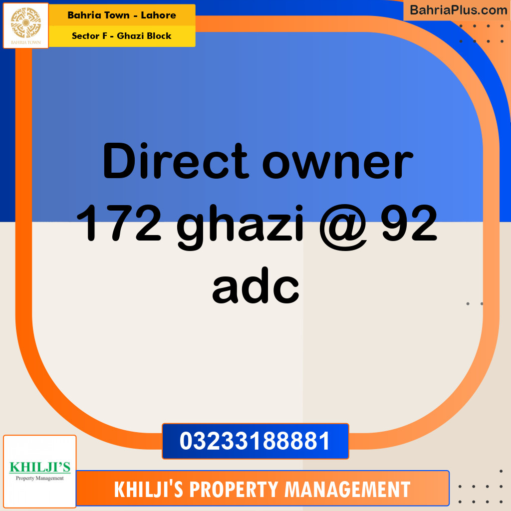 Residential Plot for Sale in Sector F - Ghazi Block -  Bahria Town, Lahore - (BP-194999)