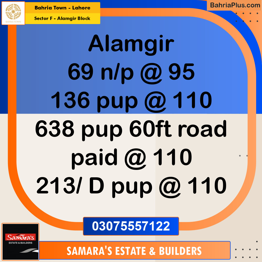 Residential Plot for Sale in Sector F - Alamgir Block -  Bahria Town, Lahore - (BP-195002)