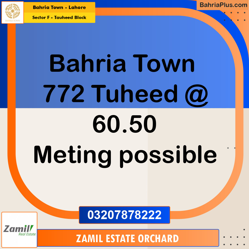 Residential Plot for Sale in Sector F - Tauheed Block -  Bahria Town, Lahore - (BP-195004)