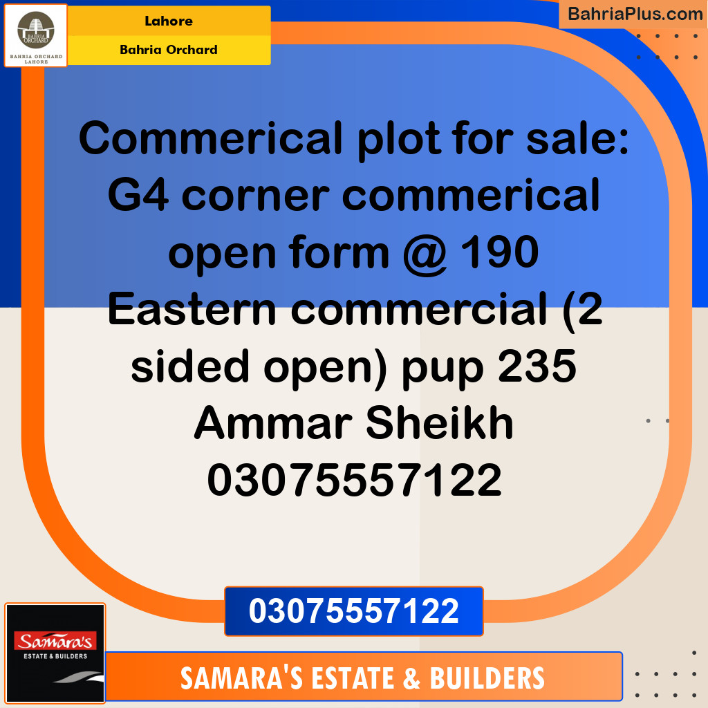 Commercial Plot for Sale in Bahria Orchard, Lahore - (BP-195008)