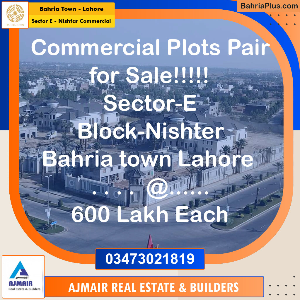 Commercial Plot for Sale in Sector E - Nishtar Commercial -  Bahria Town, Lahore - (BP-195028)
