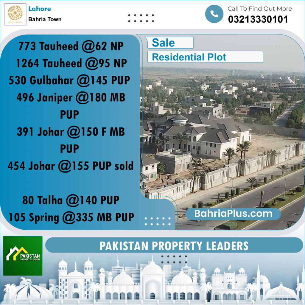 Residential Plot for Sale in Bahria Town, Lahore - (BP-195047)