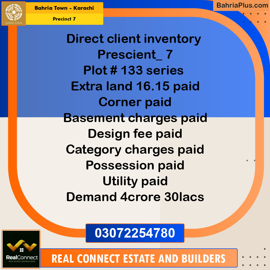 1000 Sq. Yards Residential Plot for Sale in Precinct 7 -  Bahria Town, Karachi - (BP-195081)