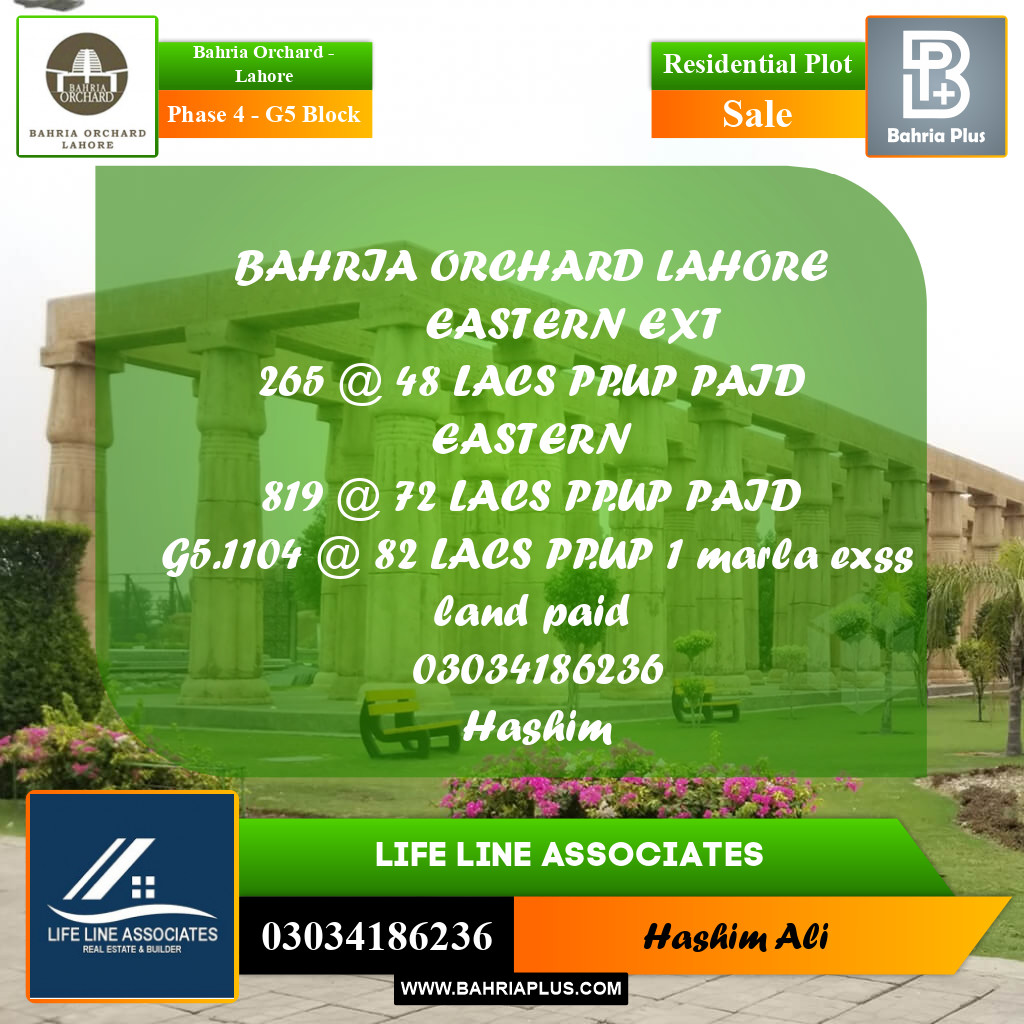 Residential Plot for Sale in Phase 4 - G5 Block -  Bahria Orchard, Lahore - (BP-195097)