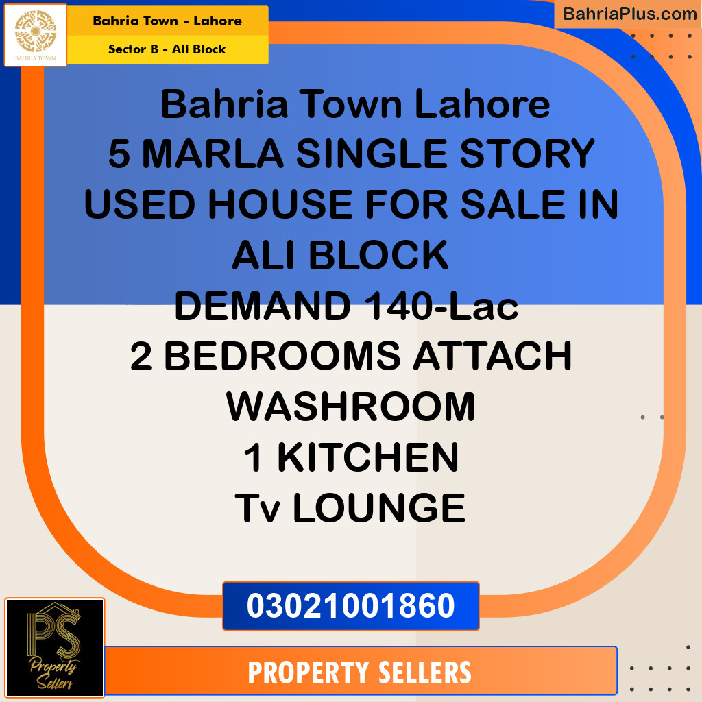 Residential House for Sale in Sector B - Ali Block -  Bahria Town, Lahore - (BP-195112)