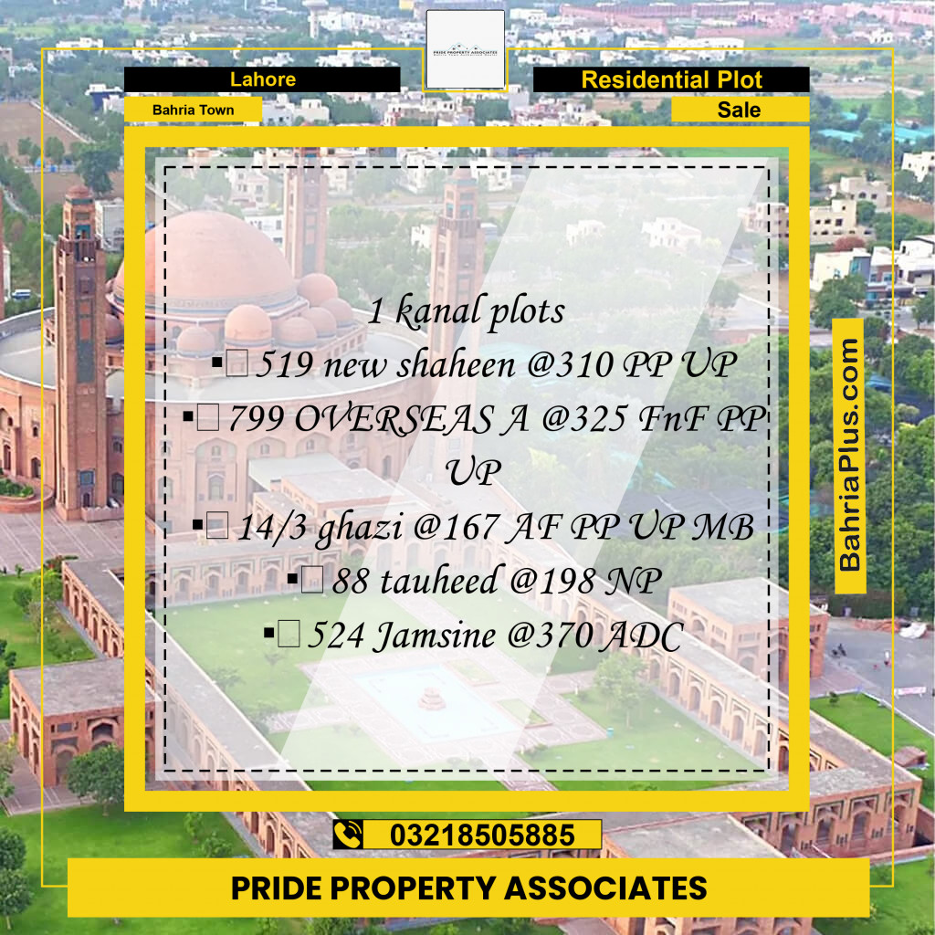 Residential Plot for Sale in Bahria Town, Lahore - (BP-195122)