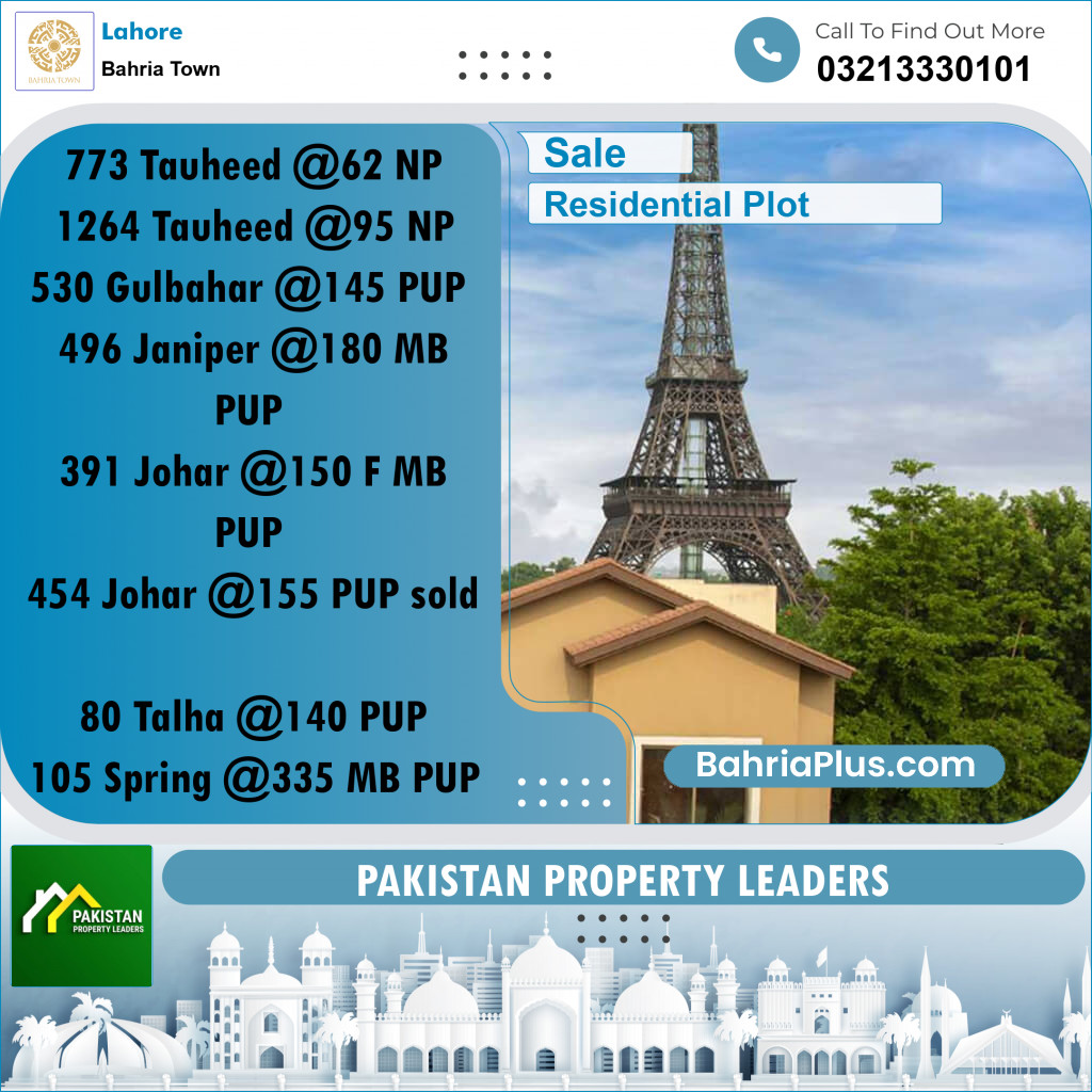 Residential Plot for Sale in Bahria Town, Lahore - (BP-195156)