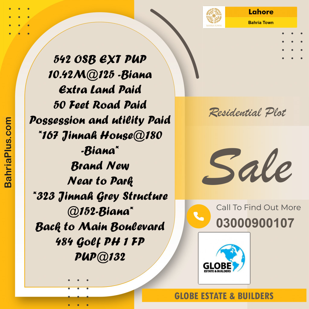 Residential Plot for Sale in Bahria Town, Lahore - (BP-195210)