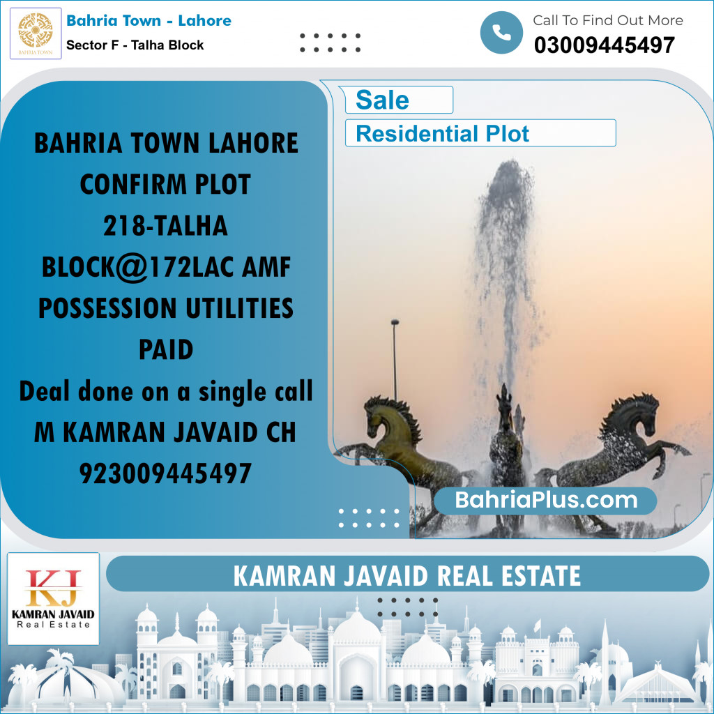 Residential Plot for Sale in Sector F - Talha Block -  Bahria Town, Lahore - (BP-195218)