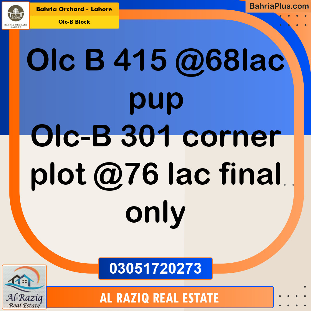 Residential Plot for Sale in OLC-B Block -  Bahria Orchard, Lahore - (BP-195235)