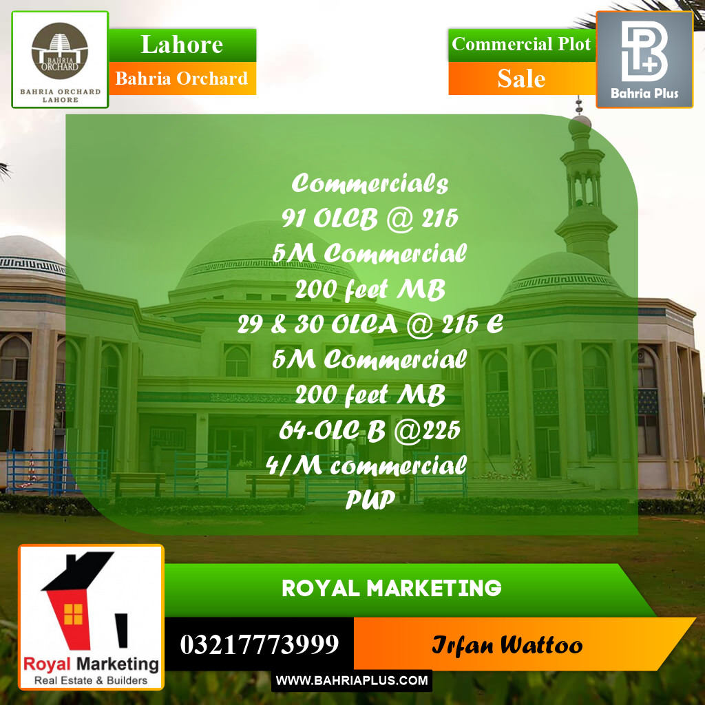 Commercial Plot for Sale in Bahria Orchard, Lahore - (BP-195257)