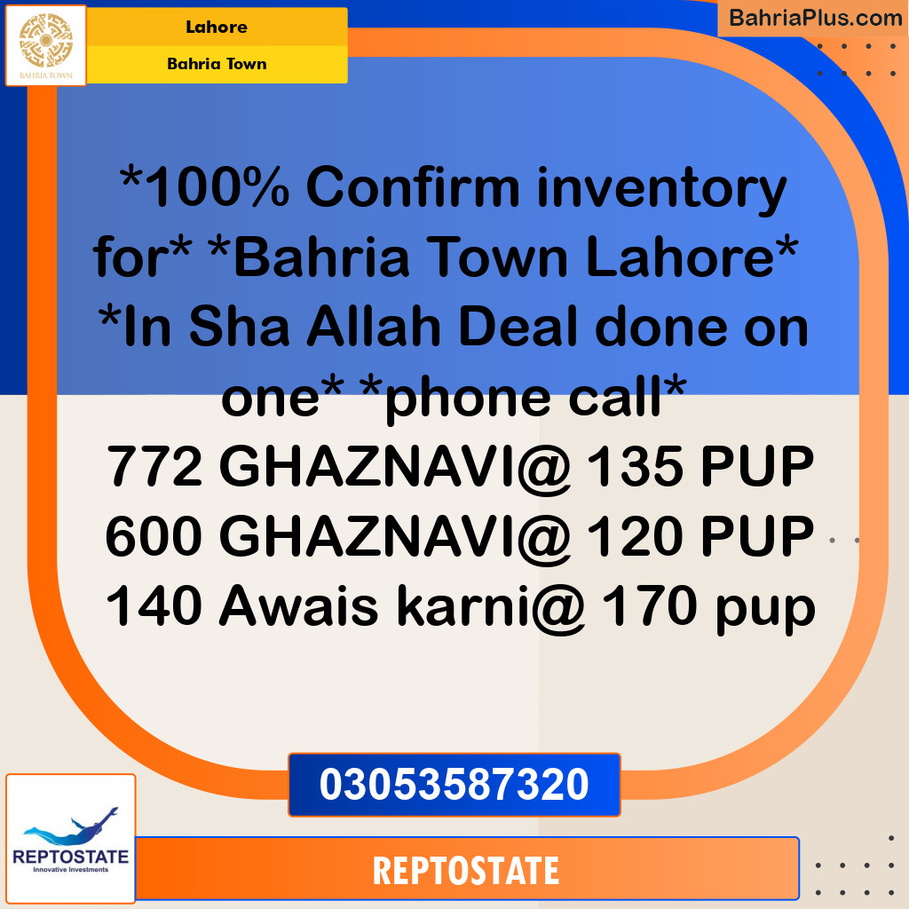 Residential Plot for Sale in Bahria Town, Lahore - (BP-195261)