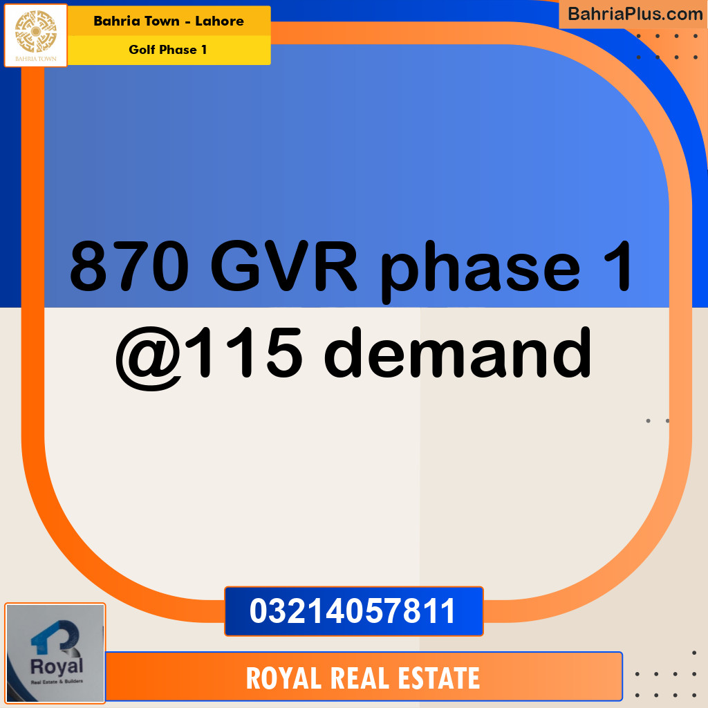 Residential Plot for Sale in Golf Phase 1 -  Bahria Town, Lahore - (BP-195281)