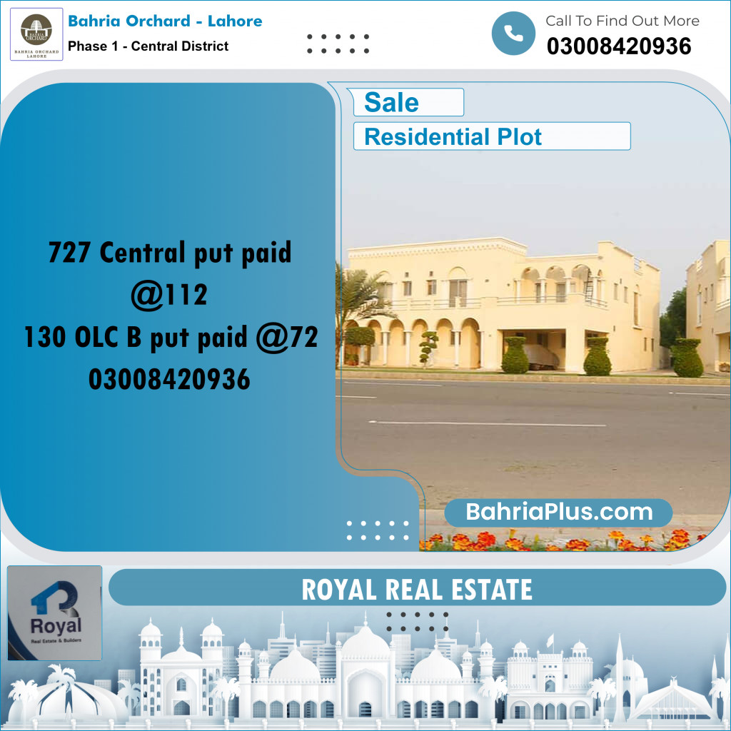 Residential Plot for Sale in Phase 1 - Central District -  Bahria Orchard, Lahore - (BP-195286)