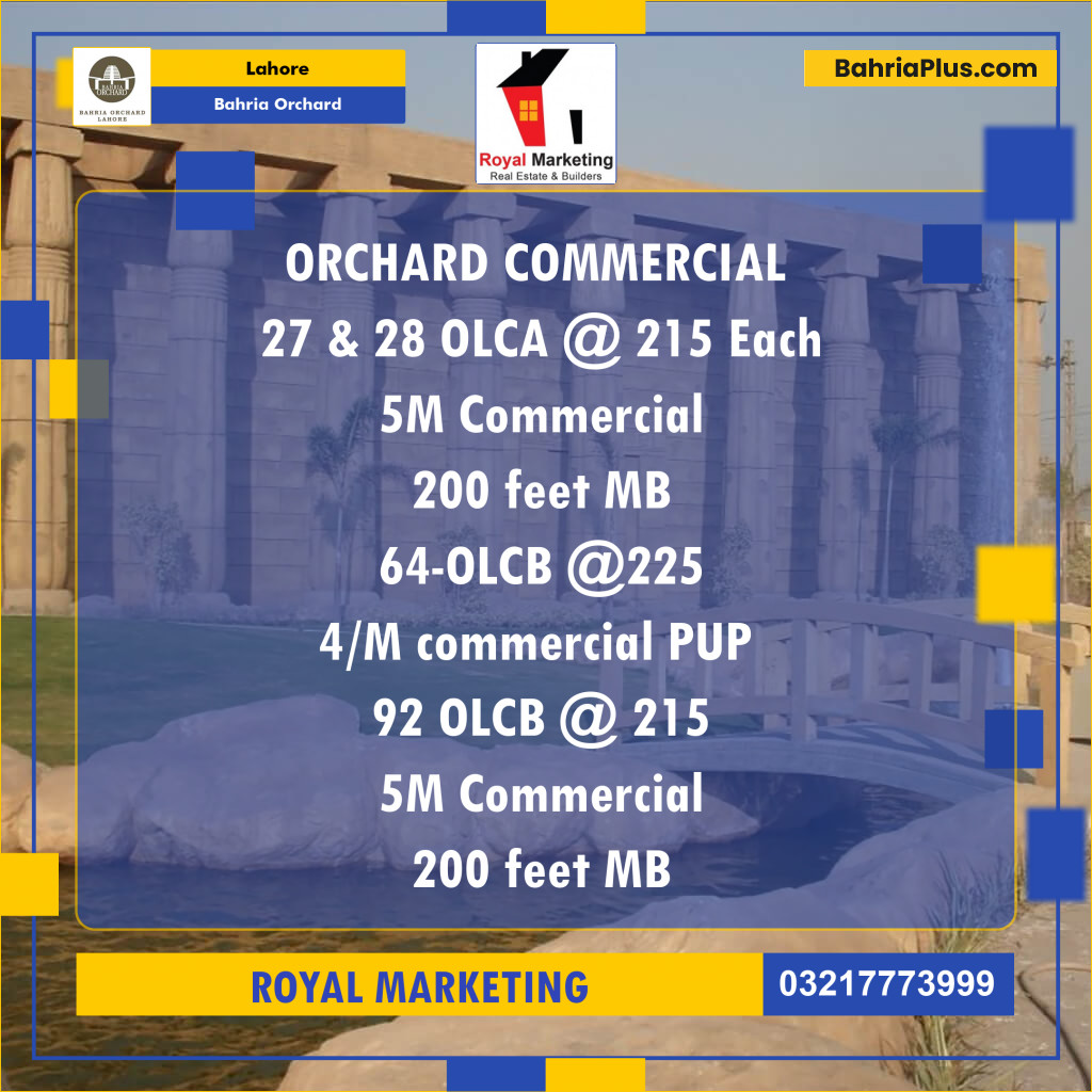 Commercial Plot for Sale in Bahria Orchard, Lahore - (BP-195318)