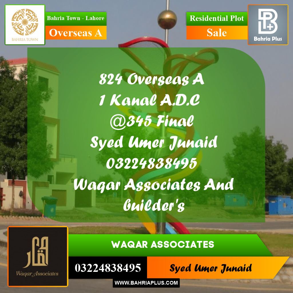 Residential Plot for Sale in Overseas A -  Bahria Town, Lahore - (BP-195331)